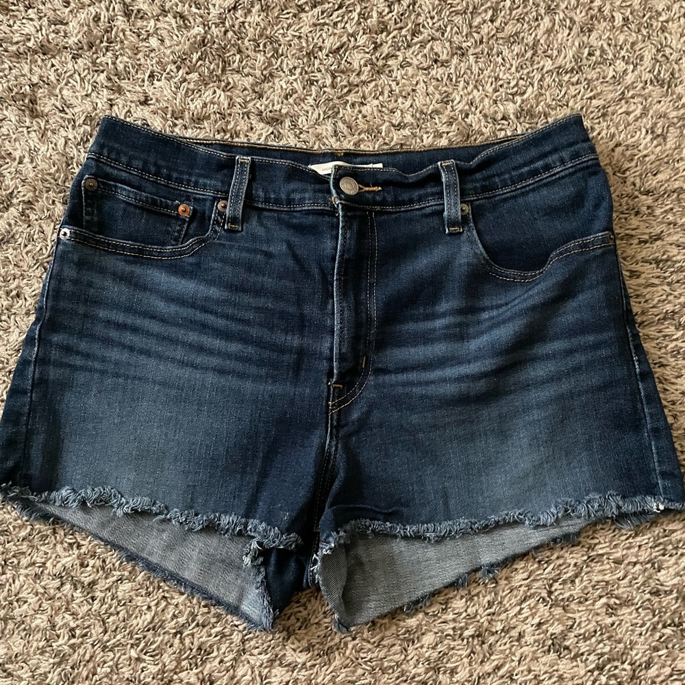Levi's Blue Jean Shorts with Raw-Edge Hems